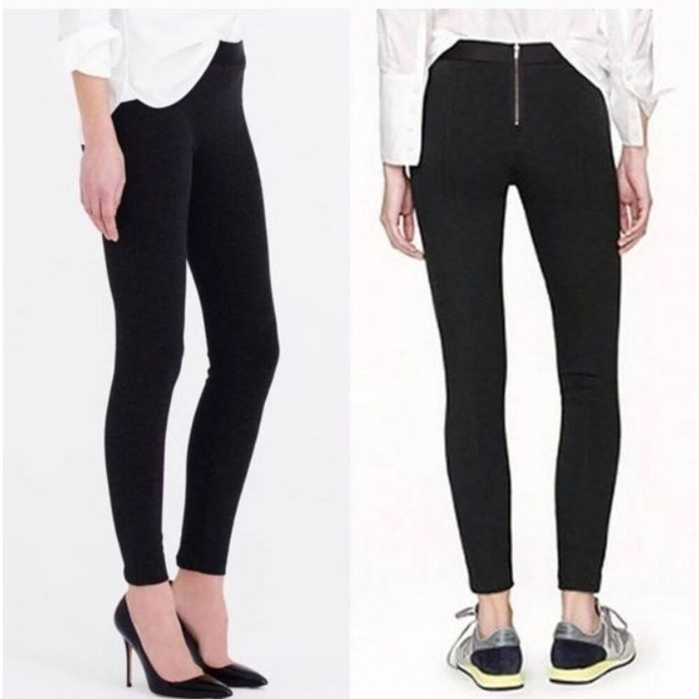 J crew black pixie back zipper pant ponte pointe career wear office casual pull